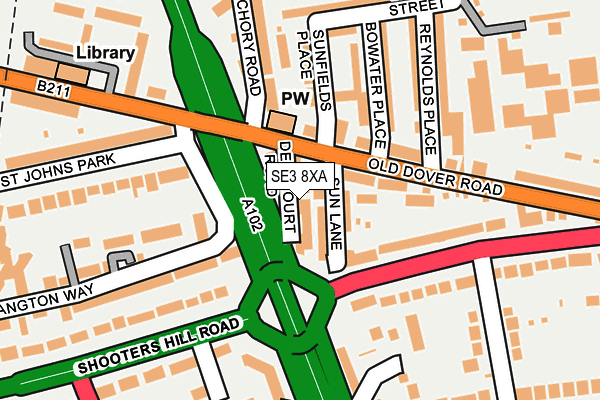 SE3 8XA map - OS OpenMap – Local (Ordnance Survey)