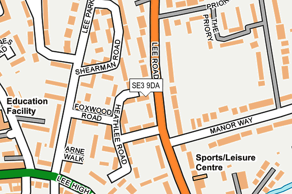 SE3 9DA map - OS OpenMap – Local (Ordnance Survey)