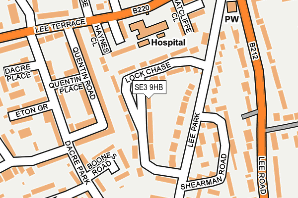 SE3 9HB map - OS OpenMap – Local (Ordnance Survey)