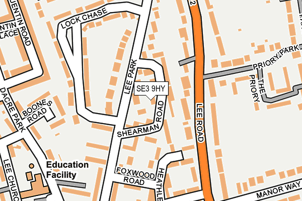 SE3 9HY map - OS OpenMap – Local (Ordnance Survey)