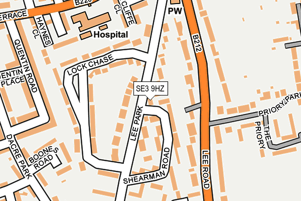 SE3 9HZ map - OS OpenMap – Local (Ordnance Survey)