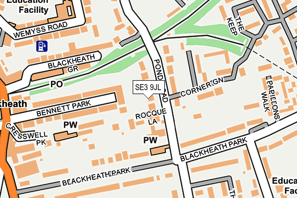 SE3 9JL map - OS OpenMap – Local (Ordnance Survey)