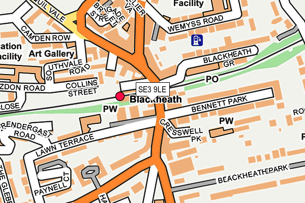 SE3 9LE map - OS OpenMap – Local (Ordnance Survey)