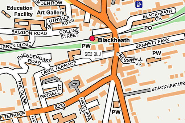 SE3 9LJ map - OS OpenMap – Local (Ordnance Survey)