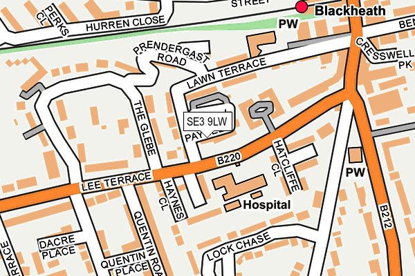 SE3 9LW map - OS OpenMap – Local (Ordnance Survey)