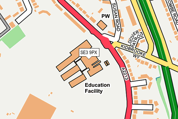 SE3 9PX map - OS OpenMap – Local (Ordnance Survey)