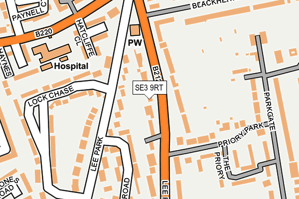 SE3 9RT map - OS OpenMap – Local (Ordnance Survey)