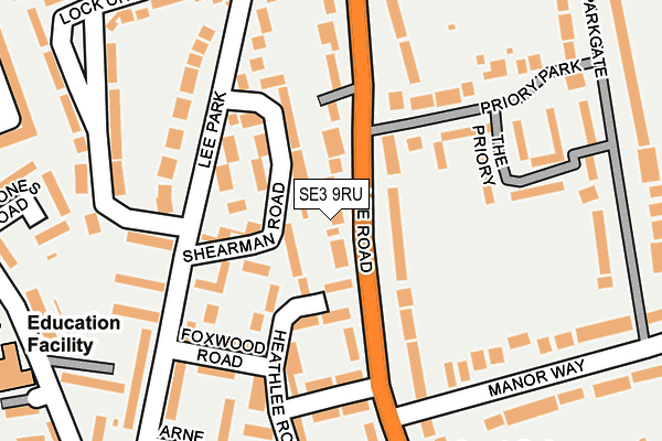 SE3 9RU map - OS OpenMap – Local (Ordnance Survey)