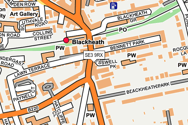 SE3 9RX map - OS OpenMap – Local (Ordnance Survey)