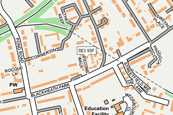 SE3 9SF map - OS OpenMap – Local (Ordnance Survey)