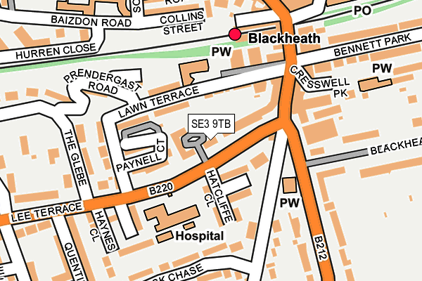 SE3 9TB map - OS OpenMap – Local (Ordnance Survey)