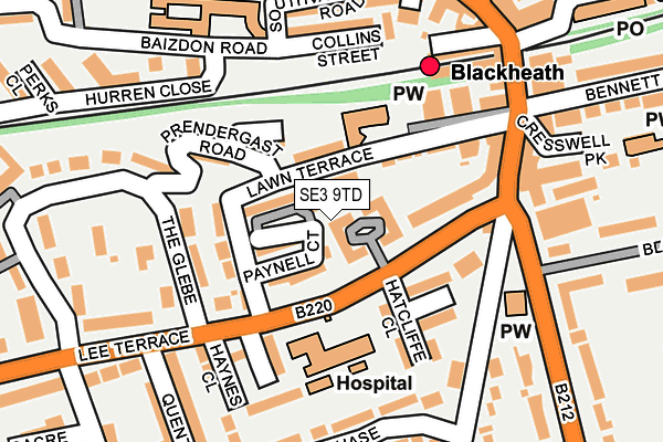 SE3 9TD map - OS OpenMap – Local (Ordnance Survey)