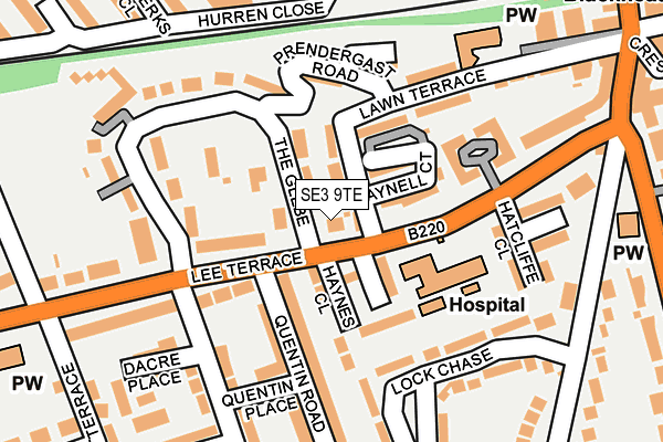 SE3 9TE map - OS OpenMap – Local (Ordnance Survey)