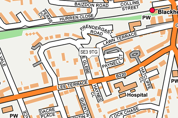 SE3 9TG map - OS OpenMap – Local (Ordnance Survey)