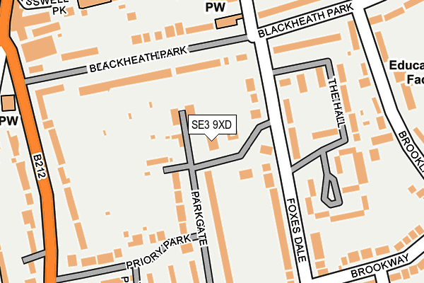 SE3 9XD map - OS OpenMap – Local (Ordnance Survey)