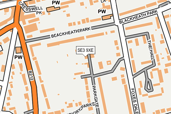 SE3 9XE map - OS OpenMap – Local (Ordnance Survey)