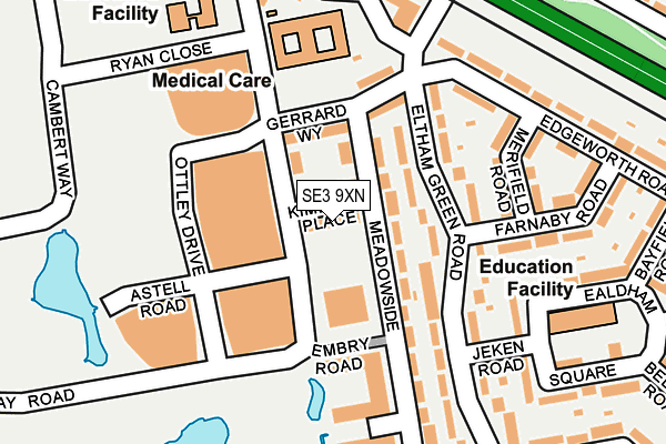 SE3 9XN map - OS OpenMap – Local (Ordnance Survey)