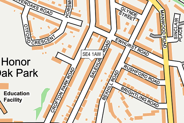 SE4 1AW map - OS OpenMap – Local (Ordnance Survey)