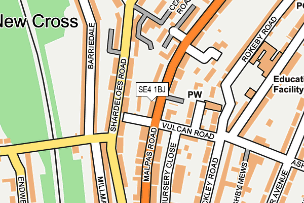 SE4 1BJ map - OS OpenMap – Local (Ordnance Survey)