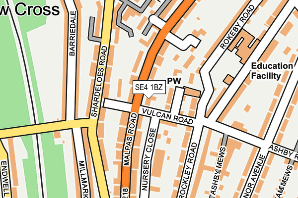 SE4 1BZ map - OS OpenMap – Local (Ordnance Survey)
