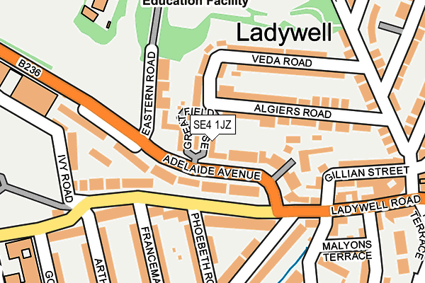 SE4 1JZ map - OS OpenMap – Local (Ordnance Survey)