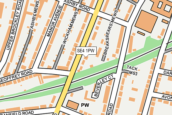 SE4 1PW map - OS OpenMap – Local (Ordnance Survey)