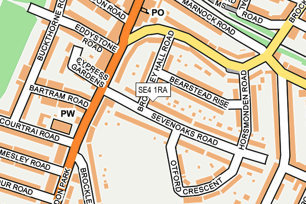 SE4 1RA map - OS OpenMap – Local (Ordnance Survey)