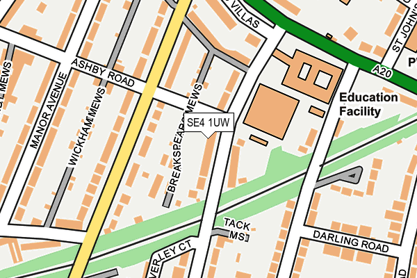 SE4 1UW map - OS OpenMap – Local (Ordnance Survey)