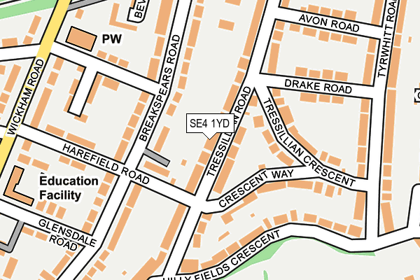 SE4 1YD map - OS OpenMap – Local (Ordnance Survey)