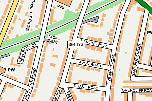 SE4 1YG map - OS OpenMap – Local (Ordnance Survey)