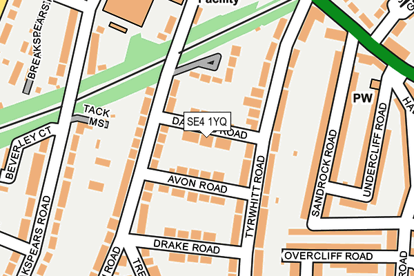 SE4 1YQ map - OS OpenMap – Local (Ordnance Survey)