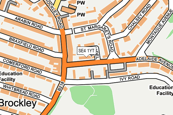 SE4 1YT map - OS OpenMap – Local (Ordnance Survey)