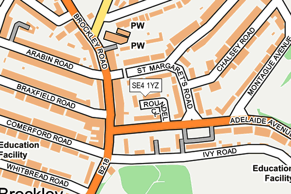SE4 1YZ map - OS OpenMap – Local (Ordnance Survey)
