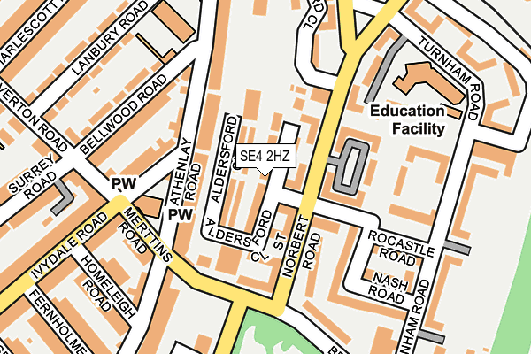 SE4 2HZ map - OS OpenMap – Local (Ordnance Survey)