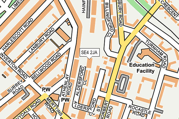 SE4 2JA map - OS OpenMap – Local (Ordnance Survey)