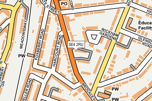 SE4 2RU map - OS OpenMap – Local (Ordnance Survey)