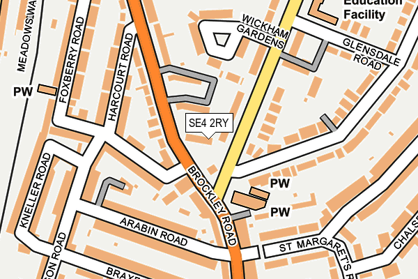 SE4 2RY map - OS OpenMap – Local (Ordnance Survey)