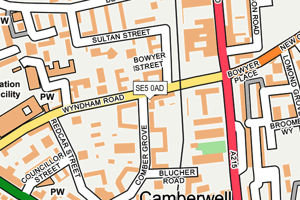 SE5 0AD map - OS OpenMap – Local (Ordnance Survey)