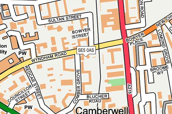 SE5 0AS map - OS OpenMap – Local (Ordnance Survey)