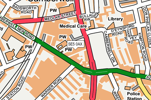 SE5 0AX map - OS OpenMap – Local (Ordnance Survey)