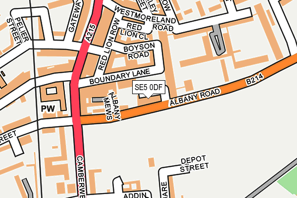 SE5 0DF map - OS OpenMap – Local (Ordnance Survey)