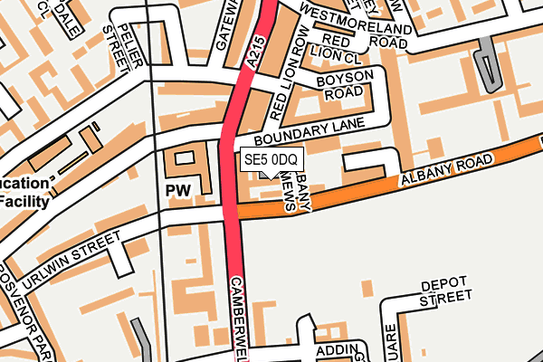 SE5 0DQ map - OS OpenMap – Local (Ordnance Survey)