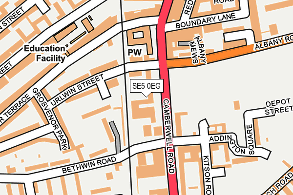 SE5 0EG map - OS OpenMap – Local (Ordnance Survey)