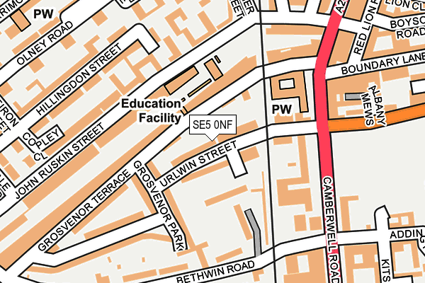 SE5 0NF map - OS OpenMap – Local (Ordnance Survey)