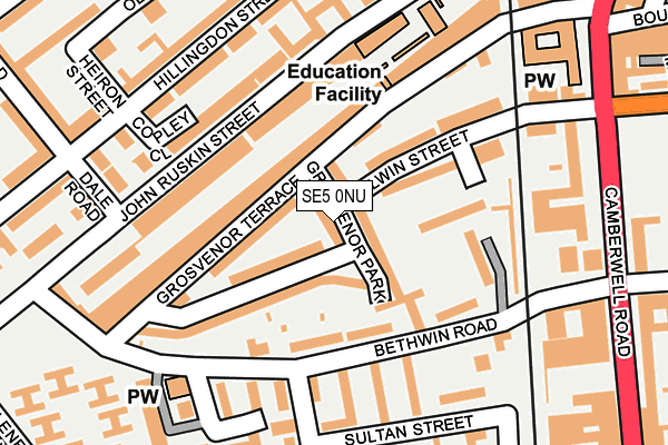 SE5 0NU map - OS OpenMap – Local (Ordnance Survey)