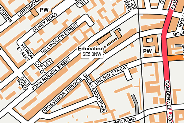 SE5 0NW map - OS OpenMap – Local (Ordnance Survey)