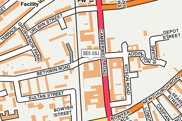 SE5 0SJ map - OS OpenMap – Local (Ordnance Survey)