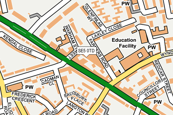 SE5 0TD map - OS OpenMap – Local (Ordnance Survey)