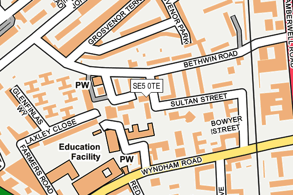 SE5 0TE map - OS OpenMap – Local (Ordnance Survey)