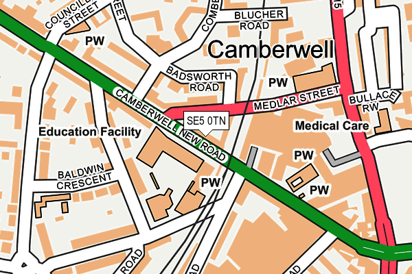 SE5 0TN map - OS OpenMap – Local (Ordnance Survey)